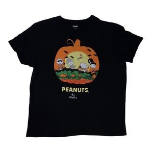 Peanuts Charlie Brown It's The Great Pumpkin Halloween Black T-Shirt XL Snoopy